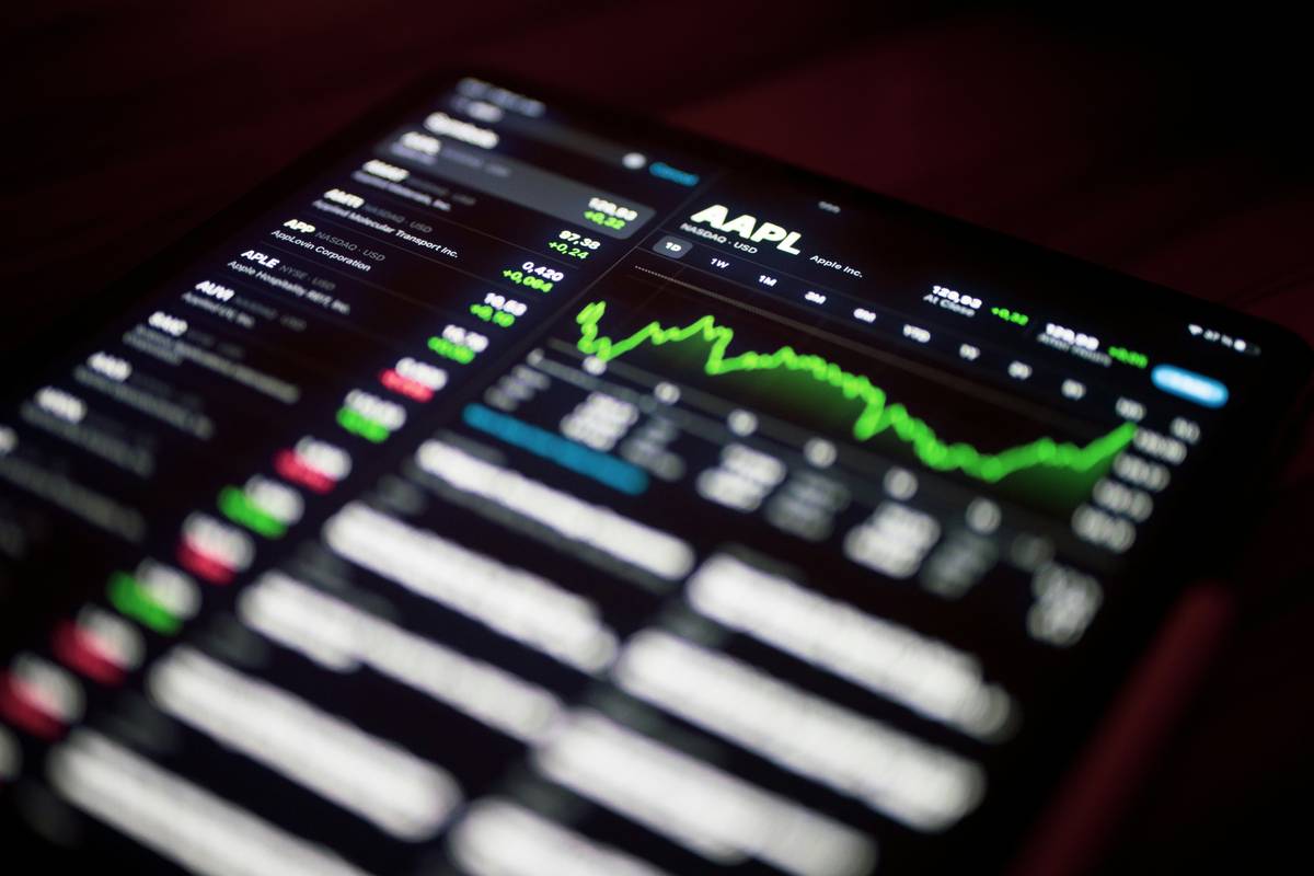 market trend app tool showing candlestick charts with moving averages and RSI indicator